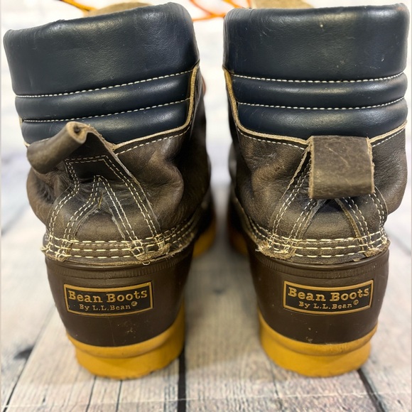 LL Bean Navy Brown Padded Collar Classic Rugged Gorpcore Retro Bean Boots 12 main image 12